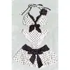 En Stock Europeo y Americano Ins Nuevo Lindo Moda Sexy Top de Cuello Halter con Lazo y Falda Conjunto de Tres Piezas Venta al por Mayor