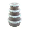 Lancheira Redonda de Silicone para Micro-ondas Dobrável Caixa Fresca Portátil Caixa Bento de Plástico Conjunto de Tigelas Frescas para Empresa Atacado