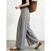 Pantalones de traje de pierna ancha adelgazantes de lujo ligero para mujer, nuevos pantalones rectos versátiles de cintura alta para figuras petite, otoño 2026