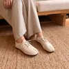 6282-1 Zapatos de Cerdo con Cordones y Punta Dividida para Mujer, Nuevos Mocasines Casuales Versátiles de Suela Plana para Mujer