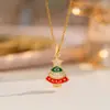 Europeu e Americano Transfronteiriço Novo Papai Noel Árvore de Natal Microincrustado Esmalte Gotejado Colar Meninas Natal Outono e Inverno Corrente da Clavícula