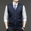Chaleco de Punto para Hombre Cárdigan Espalda Abierta Ropa Casual Holgada para Personas Mayores Chaleco sin Mangas Suéter para Hombre Otoño