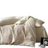 100S Algodón Puro Tejido Grueso Textura Estampada Tacto Algodón Puro Juego de Cuatro Piezas Ribete Sencillo Color Sólido Funda de Edredón de Algodón Sábana Cama Artículo