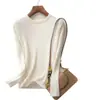 Camiseta Interior de Punto Fina y Elegante con Cuello Redondo para Mujer Otoño e Invierno 2023 Nuevo Estilo Tejido de Punto con Manga Larga Negro