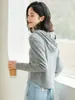 Sudadera con Capucha Base para Mujer, Primavera y Otoño, Manga Larga, Ajuste Delgado, Cordón, Prenda en Capas, Top Delgado para Usar por Dentro o por Fuera, Camiseta de Manga Larga con Cuello en V