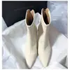Botas Elegantes de Punta Fina Estilo Coreano para Mujer Elásticas 2026 Otoño/Invierno Nuevo Estilo Tacón Fino Cremallera Trasera Botines de Tacón Alto Botas Adelgazantes que te Hacen Palpitar el Corazón