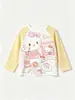 Camiseta Infantil de Manga Longa Camada Base Única Top 100% Algodão Roupa Externa para Meninas Estilosa Versão Coreana Estampada Coelho de Desenho Animado Letras