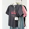 Camiseta Casual de Manga Corta con Estampado Retro de Letras Versátil de Verano Nueva para Mujer Talla Grande 100 kg Top 9639