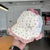 Sombrero de Pescador para Bebé con Encaje Elegante y Lazo, Sombrero con Protección Solar para Niñas Pequeñas, Sombrero de Sol de Ala Ancha para Primavera