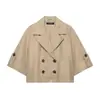 Moda Feminina Europeia e Americana Transfronteiriça Za Aliexpress Venda Quente Estilo Europeu e Americano High-End Trench Coat Curto Soltinho com Mangas Dobradas