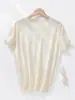 Nueva Camiseta de Lana Fina Color Sólido Estilo Minimalista Versátil Holgada Manga Corta Tejida Cuello Redondo para Mujer Delgada Primavera/Verano 2026