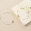Bajo el Árbol Banyan Plata de Ley S925 Pulsera Vintage Transfronteriza de Granada Roja con un Solo Diamante para Mujer, Simple y Lujosa, Joyería Chapada en Oro de 18K