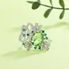 Anillo Fresco Floral Dulce de Nuevo Estilo para Mujeres, Anillo Abierto de Planta, Anillo Regalo de Celebridad de Internet de Lujo Ligero para Mujeres