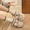 Pantuflas de Algodón Suaves y Esponjosas Estilo Coreano de Conejito para Mujer 2026 Otoño/Invierno Nueva Llegada Calientes con Terciopelo Interior Hogar Cómodas Zapatillas Cerradas de Talón con Pelo