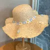 Sombrero de Paja de Ala Ancha con Estampado Floral para Mujer, Estilo Vacaciones de Verano en la Playa, Versátil y Sencillo Sombrero de Protección Solar, Moderno