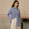 Camisa tejida para mujer con diseño de rayas y corte cruzado, elegante, hombros descubiertos, estiliza, casual y elegante
