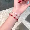 "Rosa en el Espejo" Pulsera de Zirconia Roja Super Brillante Nueva Moda de Alta Gama Versátil Pulsera Roja Serpiente de Año Nuevo
