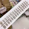 Uñas Postizas Combinadas Ojo de Gato Color Sólido Usables, Uñas de Manicura Color Sólido Blanqueadoras y de Alta Gama, Almendras Largas Removibles (30 piezas)