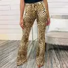 Aliexpress 2026 Amazon Pantalones Casuales con Estampado de Leopardo Europeos y Americanos Moda Otoñal para Mujer Nuevos Pantalones Acampanados de Cintura Alta para Mujer