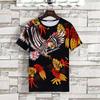 Camisa Masculina de Verão Casual Esportiva Roupa de Verão Solta Seda de Gelo Fina Moderna Combinando Bonita Moderna Individualidade Estampada