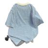 Camiseta Listrada Azul de Manga Curta para Mulheres, Color Blocking de Verão, Tamanho Grande, Design Solto, Top com Bordado Dopamina Emagrecedor, Tendência