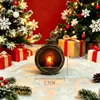 Luz Nocturna de Chimenea Redonda Retro LED Luz de Vela Electrónica Lámpara Portátil Luz de Atmósfera Decorativa Regalo Adorno de Escritorio