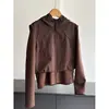 2026 nuevo estilo chaqueta deportiva y de ocio de imitación de dos piezas abrigo corto sudadera con capucha de cremallera cárdigan corto venta al por mayor H03BW082