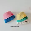 Sombrero de pescador de colores dulces para niños y niñas, sombrero de cubo de expresión linda para bebé, primavera, ropa dopamina, sombrero de cubo para niños, sombrero de cubo para el sol