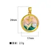 Pingente para Mulheres Estilo Pintura a Óleo Jardim de Monet Pingente Redondo de Flor para Mulheres Moda Elegante Simples Corrente para Clavícula Pingente Atacado