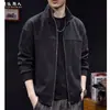 Jaqueta masculina com zíper e gola alta, nova coleção outono 2026, corte solto, plus size, peça externa casual, com toque de alta qualidade, feita de mistura de lã