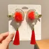 Pinza para el pelo de niña pequeña León Danzante Hanfu Borla Año Nuevo Accesorio para el pelo Peluca Princesa Lazo Adorno para el pelo Pinza para el pelo de niños