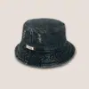 Chapéu de pescador jeans estilo coreano para mulheres e homens, primavera e verão, logo pequeno, moderno, versátil, casual, para atividades ao ar livre, caminhada, proteção solar, chapéu de sol