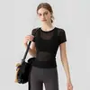 Nuevo top de yoga fino de verano para mujer, camiseta deportiva holgada, camiseta de manga corta para Pilates, yoga, running, fitness