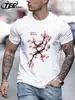 Hermosa Camiseta Vintage con Estampado de Flor de Cerezo para Hombre, Camiseta de Algodón Holgada, Ropa de Verano a la Moda, Unisex