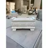 Mesa de chá pequena estilo Zen base de castiçal de pedra incensário frente de túmulo ao ar livre para queimar incenso Mármore Branco Pedra Verde Ornamento Retangular