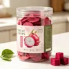 Etiqueta de bolsa de snack de fruta rosa brillante, pegatina autoadhesiva impermeable de vinilo anti-falsificación, adecuada para pitahaya deshidratada