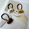 Café con leche patrón de adoquín estilo retro simple banda para el cabello cuerda para el cabello nueva liga para el cabello para mujer accesorios para el cabello con cubierta de cuero de alta calidad