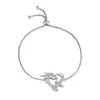 Pulsera Popular Europea y Americana de Diseño de Nicho con Forma de Corazón Hueco y Delfín, Joyería de Moda con Circonita Incrustada para Niñas