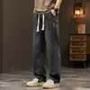 Jeans rectos retro americanos para hombre, modernos y versátiles, corte holgado, nuevos pantalones casuales de pierna ancha para primavera y otoño, en stock