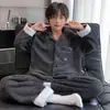 Pijama para niños, ropa de estar cálida de forro polar coral para otoño e invierno, conjunto de franela de corte holgado para niños y niños mayores