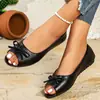Comércio Exterior Transfronteiriço Plus Size Primavera/Outono 2026 Novo Estilo Sapatos Rasos Femininos Peep-toe, Sapatos de Moda Europeus e Americanos com Laço