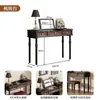 Penteadeira e Cômoda de Madeira Maciça Estilo Americano Integrados com um Criado-Mudo de Quarto Estilo Meados do Século, Penteadeira e Mesa de Canto Vintage Estilo Francês