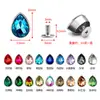 Parafusos e Rebites de Strass, em Formato de Coração, Gota e Quadrado, com Pedras de Vidro Coloridas para Bolsas e Roupas DIY