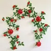 Enredadera artificial de rosas para decoración de aire acondicionado y tuberías de agua, plantas verdes para cestas colgantes de balcón, barandillas y vallas, transfronterizo