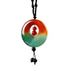 Cadena para Suéter de Ágata de Colores, Hebilla de Paz de Ágata Roja, Collar de Círculos Concentricos, Colgante de Moda con Hebilla Excéntrica