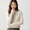 Nuevo Suéter de Cashmere Tejido en Cable de Cuello Medio Alto para Mujer, Suéter Grueso de Manga Larga, Ropa Base de Punto para Mujer