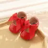 Hansheng Sapatos de bebê fofos de 0 a 1 ano sola de borracha antiderrapante sapatos para bebês e crianças pequenas laço sapatos de princesa para bebê sapatos de bebê