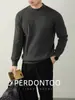 [Lana de Oveja Modal] Suéter Cálido de Rayas Verticales de Rayos Infrarrojos Lejanos con Cuello Medio Alto para Hombre, Engrosado, Anti-Pilling