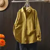 Camisa feminina de design minimalista estilo coreano para o dia a dia, nova coleção de primavera 2026, camisa de algodão puro de manga longa, escovada, cor sólida, gola de lapela