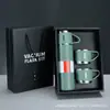 Taza de Acero Inoxidable con Aislamiento al Vacío de una Sola Taza y Tres Tapas, Caja de Regalo, Taza de Regalo Empresarial, Asa Portátil, Portavasos para Coche